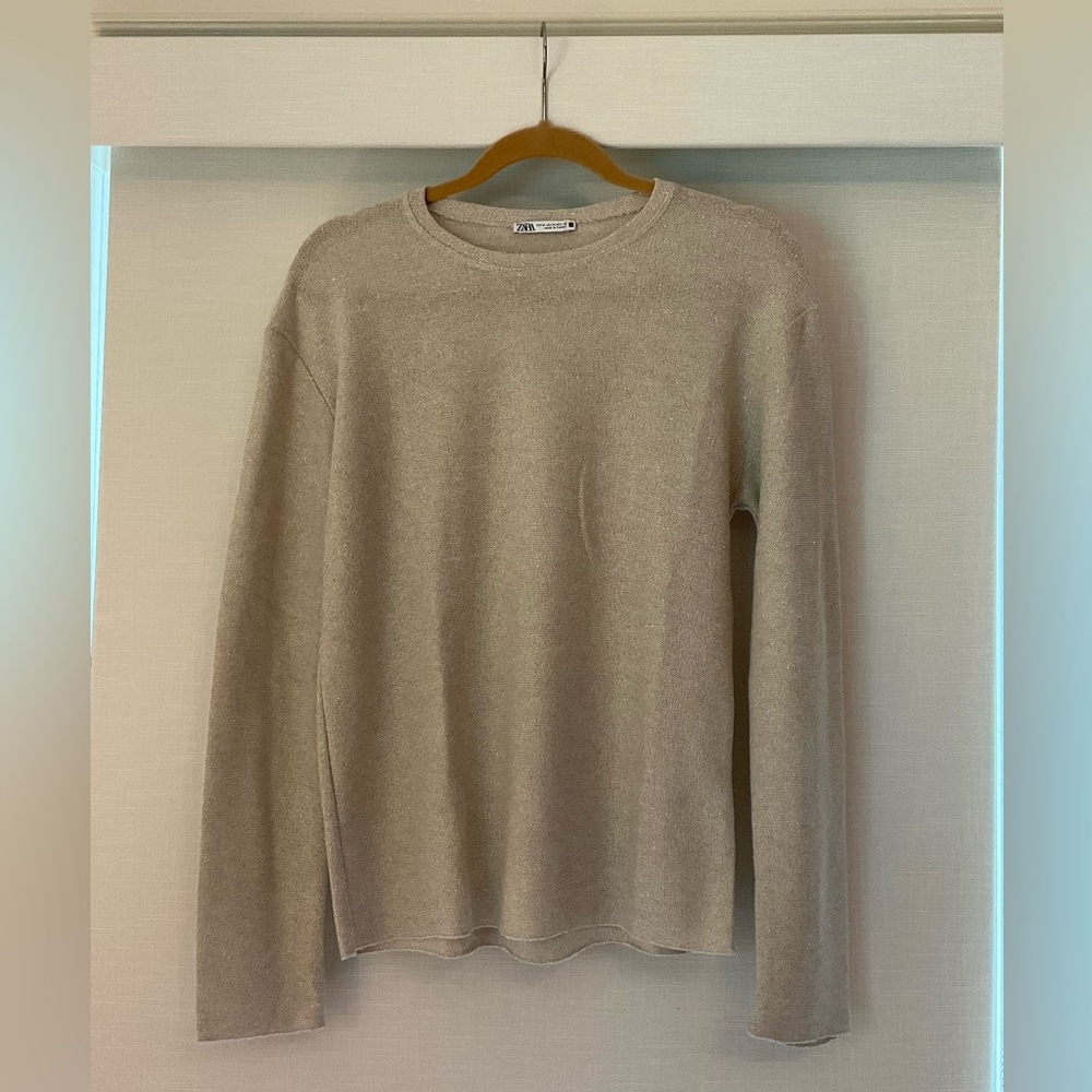 Zara Sparkly Beige Knit Sweater- Medium